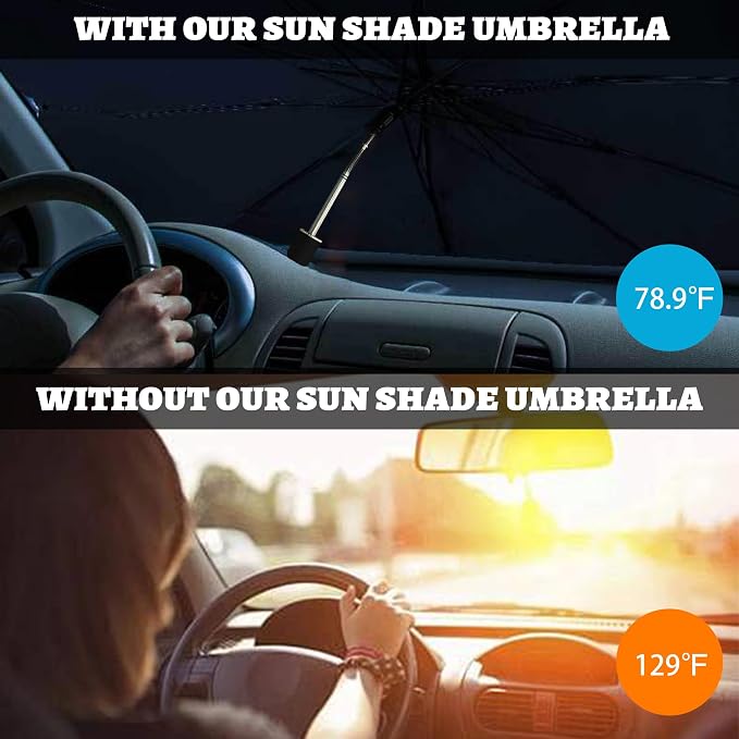 Windshield Sun Shade Umbrella, Portable Foldable, Spring Structure Wind Shield - Image 6
