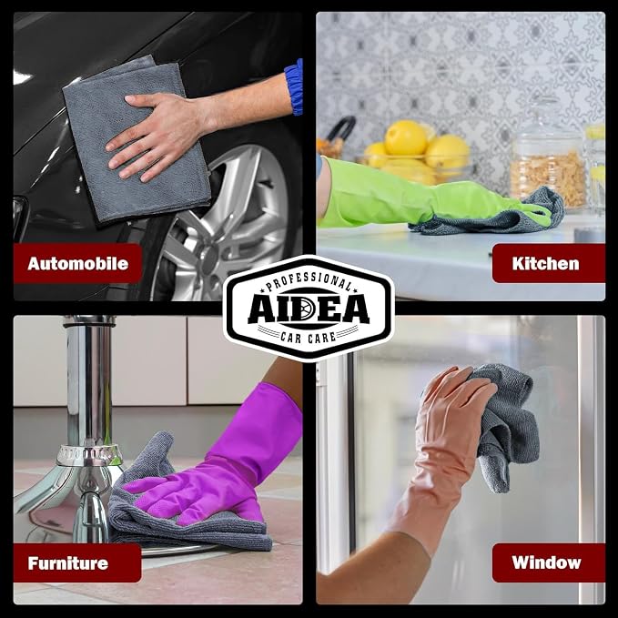 AIDEA Microfiber Cleaning Cloth Grey 50PK, Microfiber Towels - Image 5