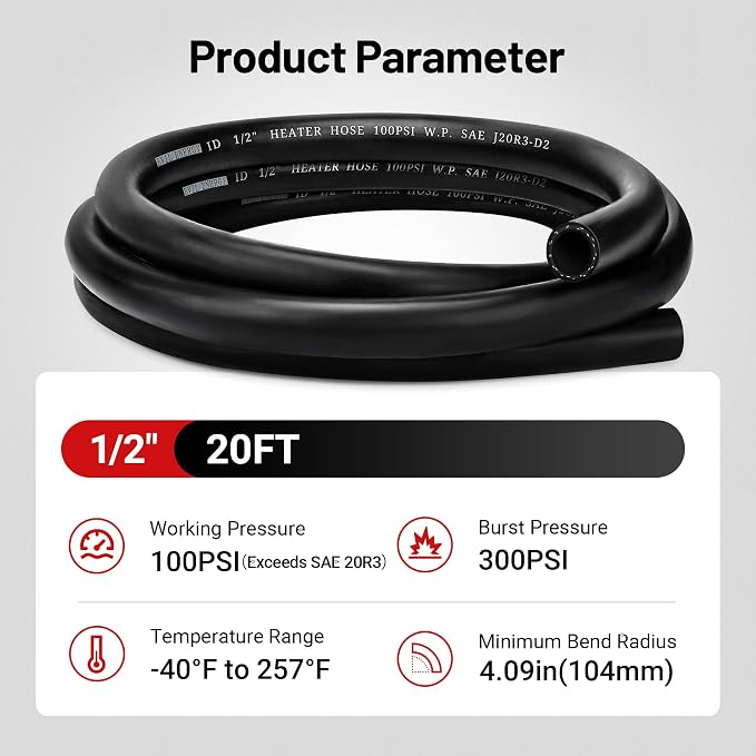 EVIL ENERGY 1/2" Heater Hose Coolant Radiator Straight 100PSI SAE 20R3 20FT - Image 4
