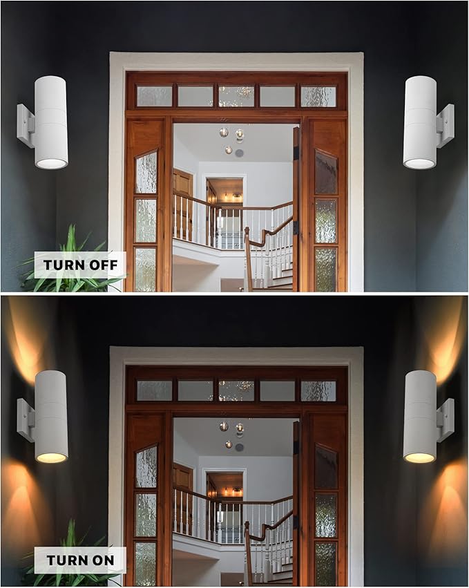 Ken & Ricky White Outdoor Wall Lights, Exterior Sconces Wall Lighting - Image 4