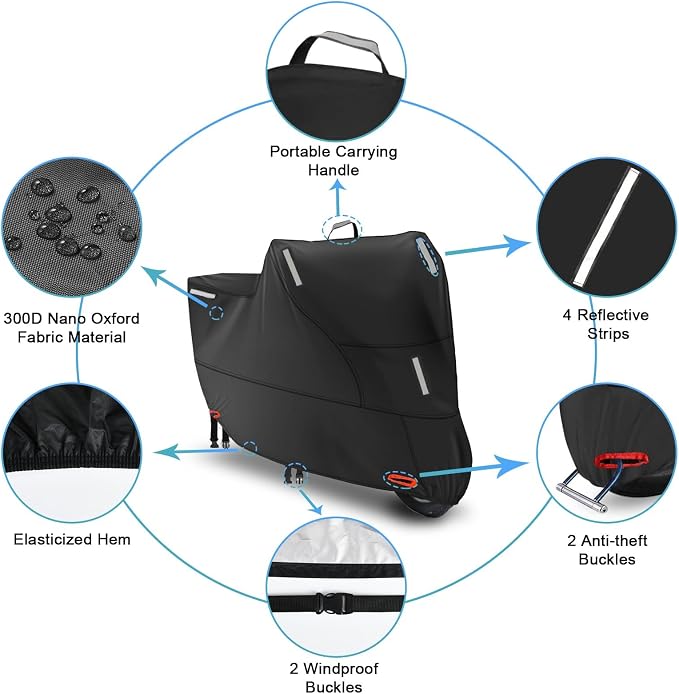 Moped Cover Waterproof Outdoor, Motorbike Scooter Cover Sun Rain Dust Protection - Image 3