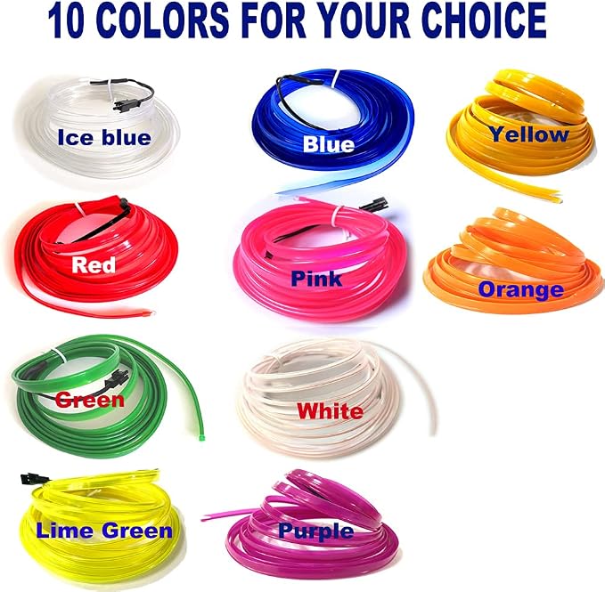 El Wire Red Interior Car LED Strip Lights, 10M Neon Wire USB 5V - Image 7