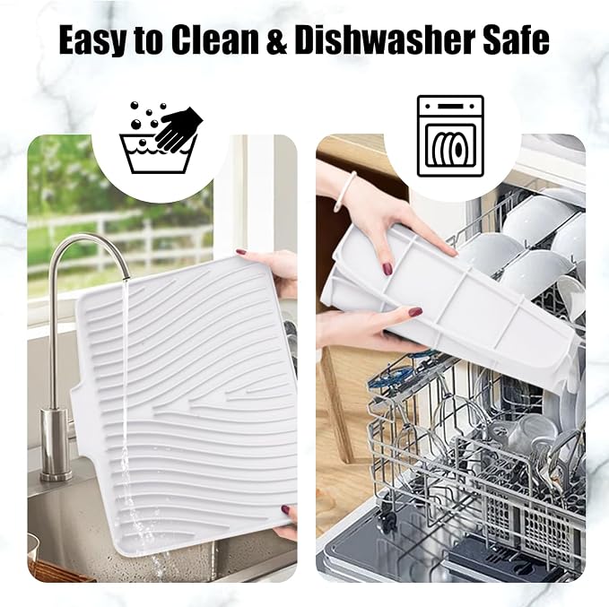 Silicone Dish Drying Mat for Kitchen Counter, Dish Drying Pad, Non-Slip Drain - Image 5