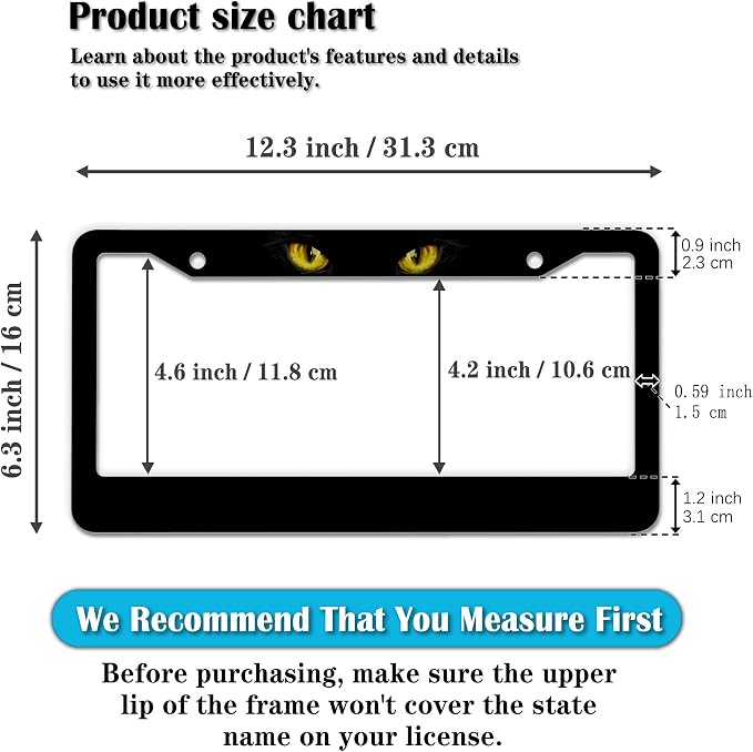 Car Plate Frame Black License Plate Frames Black Cat - Image 2