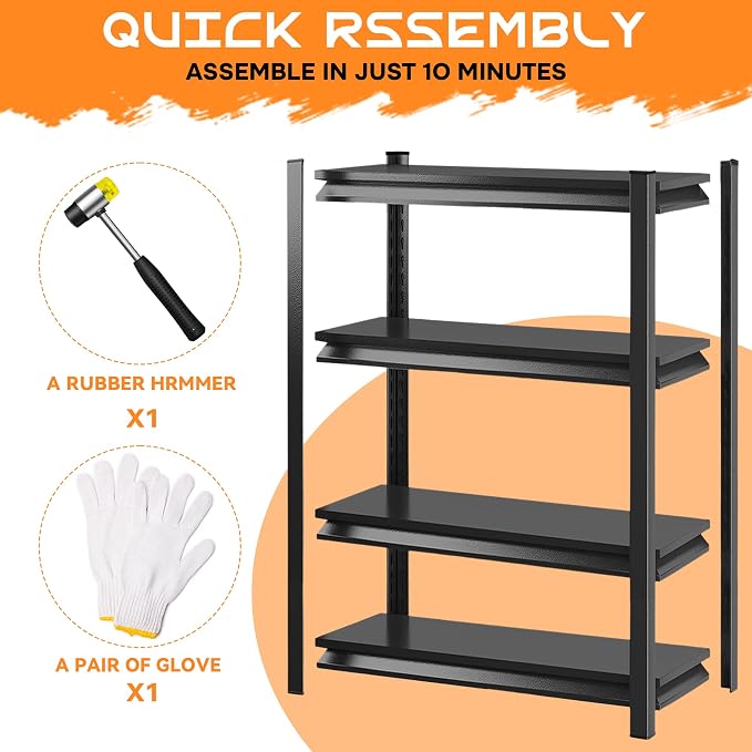 59"H Garage Shelving Heavy Duty Rack, 2400 LBS Extra Large Capacity 4 Tier - Image 4