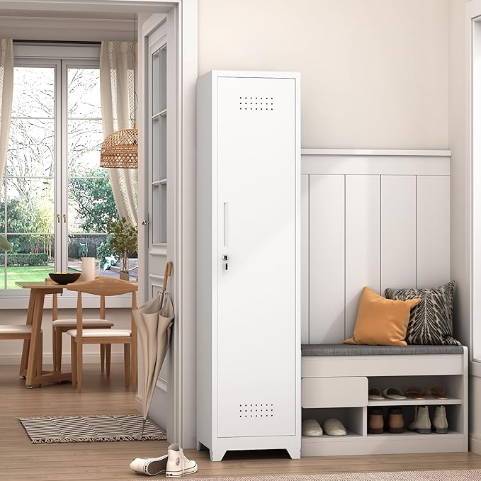 GREATMEET Slim Broom Closet Storage Cabinet, Narrow Utility Closet, Utility by GREATMEET