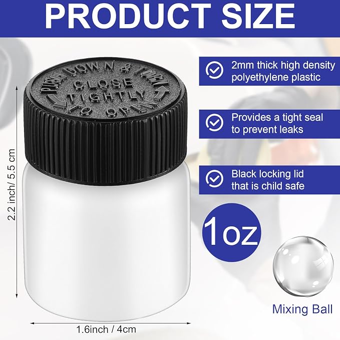 Maxcheck 120 Pcs Empty Touch Up Paint Bottles Container 1oz 30ml Reusable Small - Image 2