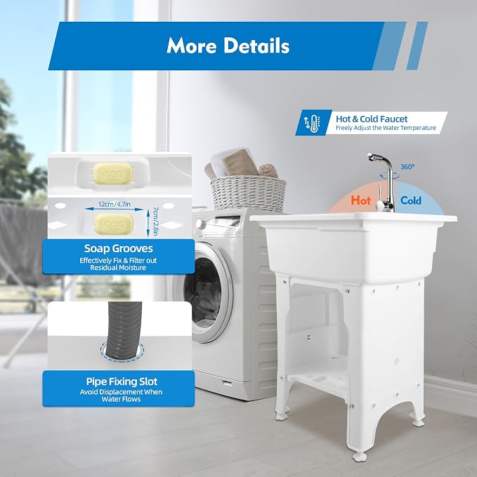 Freestanding Utility Sink Plastic Laundry Tub Sink - Image 3