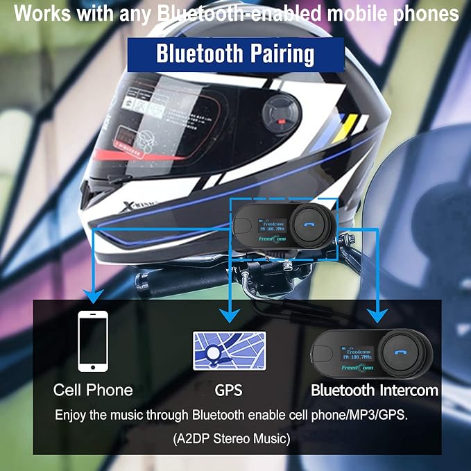 FreedConn TCOM-SC Motorcycle Helmet Bluetooth Intercom Headset Communication - Image 4