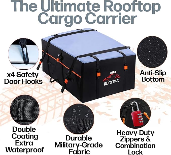 RoofPax 23 cft. Extra Waterproof Rooftop Cargo Carrier Bag, Double Weatherproof - Image 4