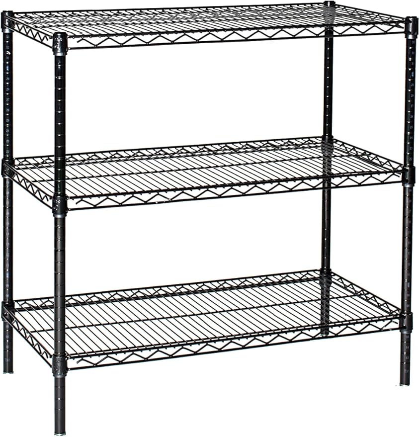 Omega 18" Deep x 30" Wide x 86" High 3 Tier Black Starter Shelving Unit by OmegaProductsCorporation