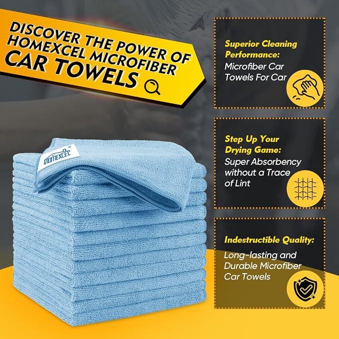HOMEXCEL Blue Microfiber Cleaning Cloth 50 Pack, 12.5 x 12.5 inch Microfiber - Image 2