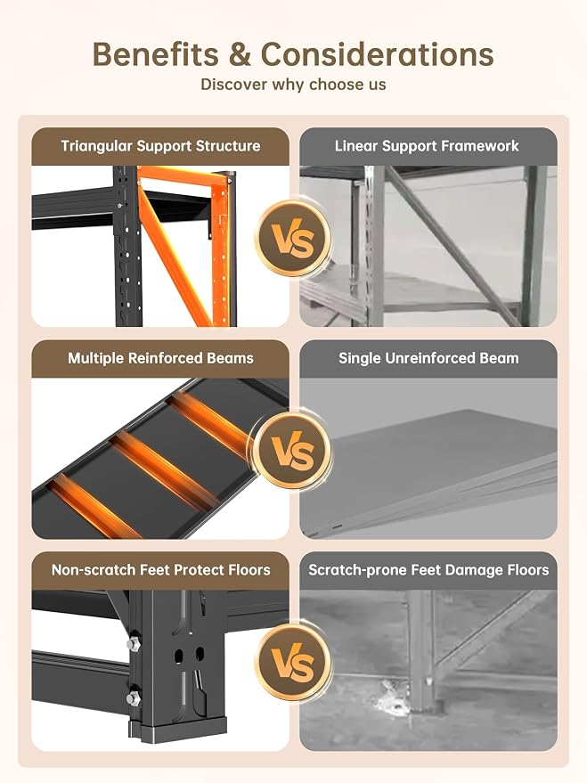 4-Tier Storage Shelves, Adjustable Industrial Metal Shelf System, 200lbs - Image 4