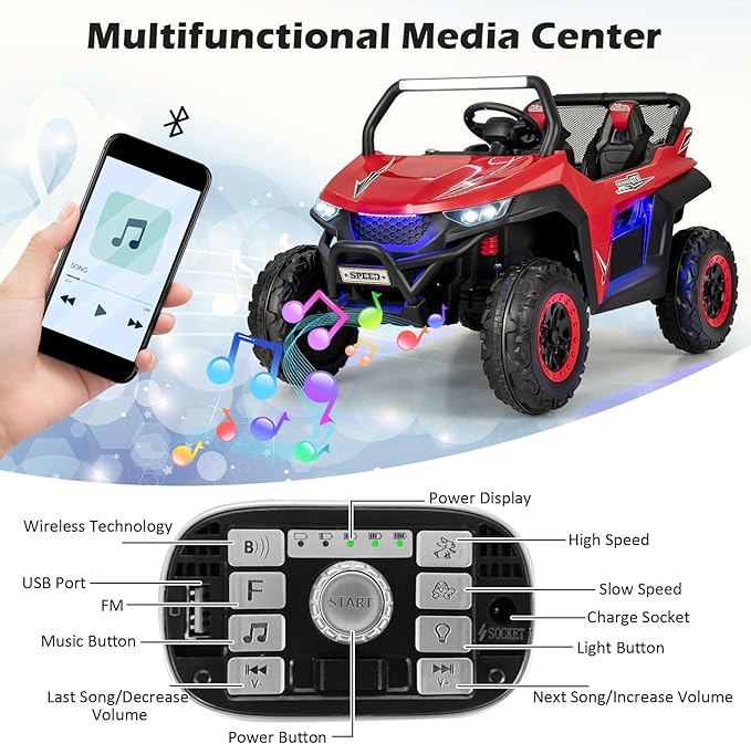 Costzon 2-Seater Ride on Car for Kids, 12V Kids' Electric Vehicles w/Remote - Image 3