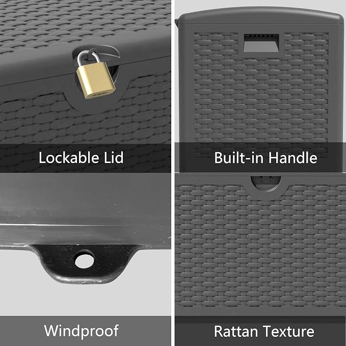 80 Plus Gallon Resin Deck Box, Waterproof Outdoor Storage Bin - Image 5
