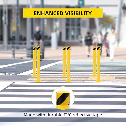 Safety Bollard 4 Packs, 42 Inch Height Steel Bollard Post - Image 3
