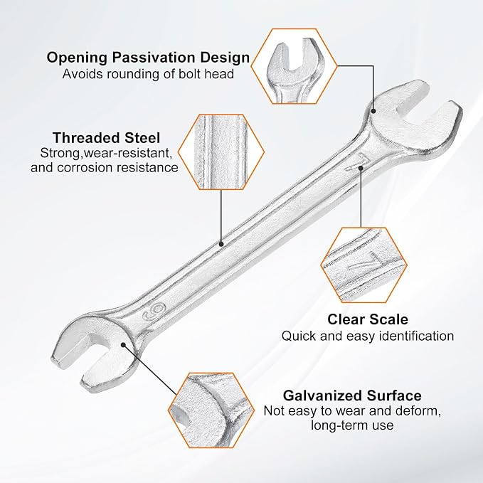 HARFINGTON 5pcs Double Open End Wrench 6mm x 7mm Metric 15 Degree Offset Angle - Image 4