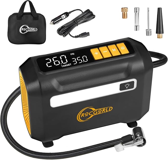 R8 Tire Inflator Portable Air Compressor, DC 12V Portable Air Compressor by ROCGORLD