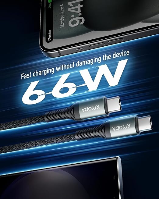 USB C Cable for Car 3FT/6FT, Coiled USB C to USB C Cable Fast Charging 66W - Image 3