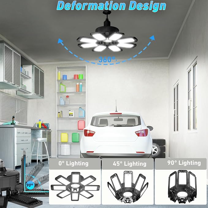 Garage Light 4 Pack - 240W 24000LM 6500K Garage Lights Ceiling LED - Image 2