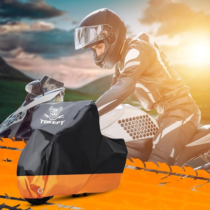 Motorcycle Cover, All-Season Waterproof Outdoor Sun Protection Fit up to 116 - Image 6