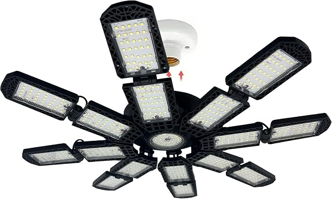 LED Garage Light, Super Bright Screw in E26/E27 Ceiling Shop Work Lamp by PINSAI