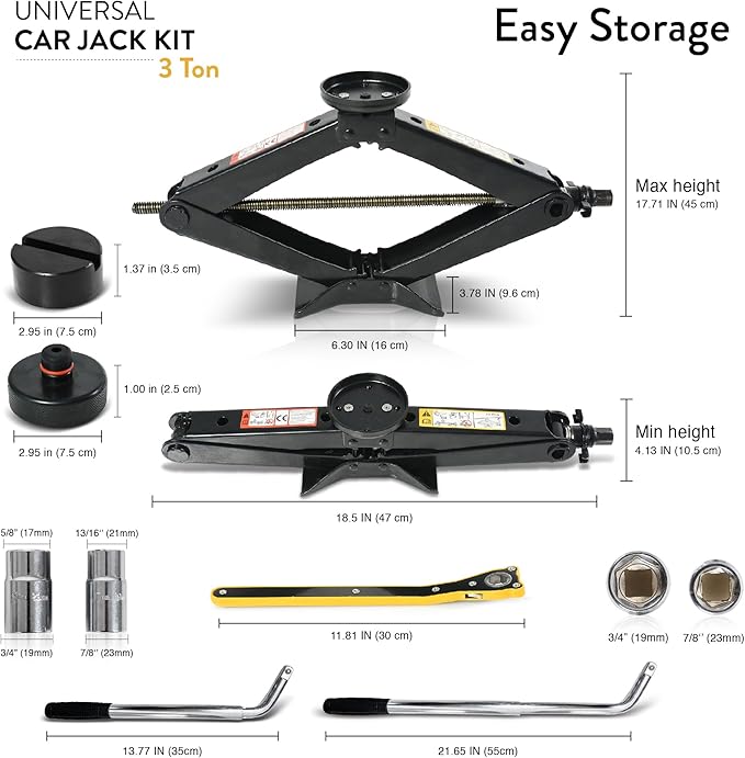 Car Jack Kit with Tesla Pad & Universal Rubber Pad | Scissor Jack - Image 4