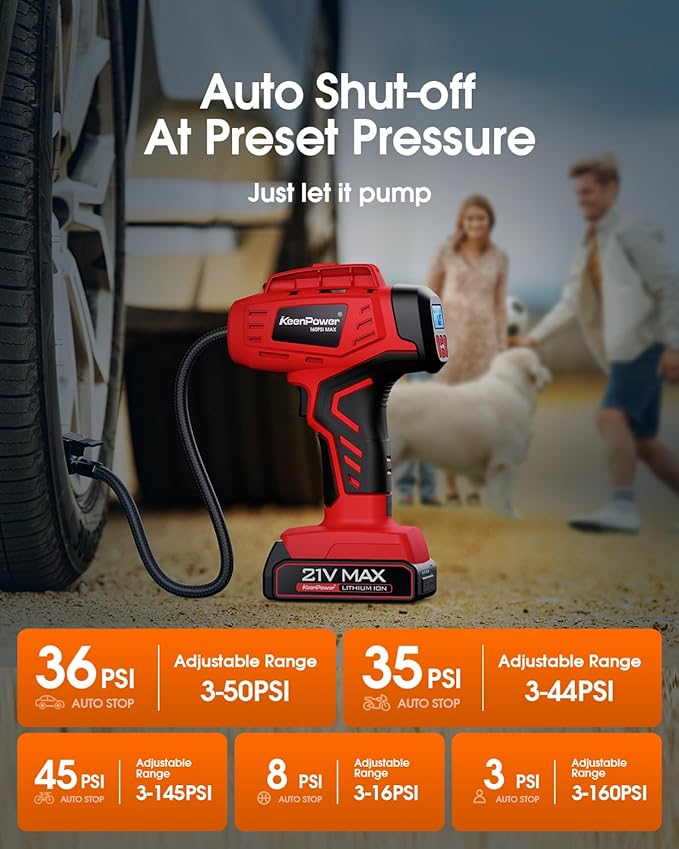 Digital Cordless Tire Inflator Portable Air Compressor Automatic 160PSI w/Gauge - Image 6