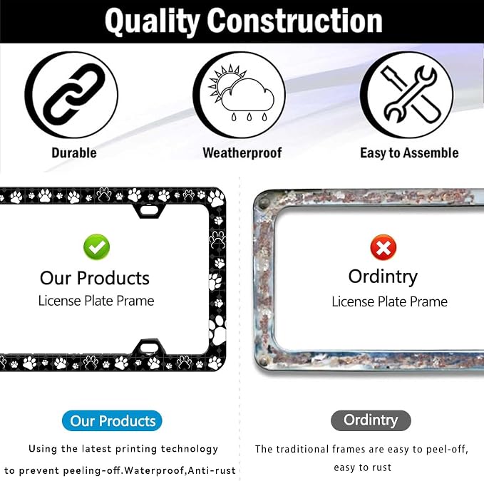 2 Pieces Paw Print License Plate Frames - Image 5