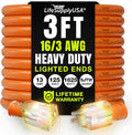3ft Outdoor/Indoor Extension Cord 16/3 Gauge Heavy Duty 3 Prong SJTW, Waterproof by LifeSupplyUSA