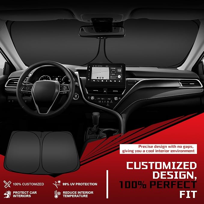 Windshield Sun Shade for 2007-2014 Ford Edge Foldable Sun Sunshade for Car - Image 2