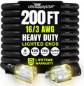 200ft Outdoor/Indoor Extension Cord 16/3 Gauge Heavy Duty 3 Prong SJTW by LifeSupplyUSA