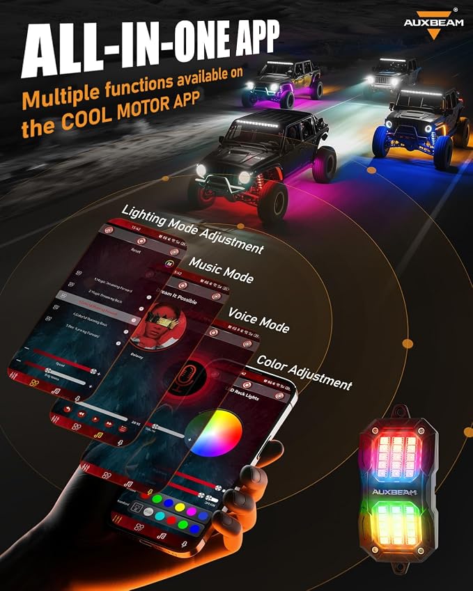 Auxbeam 2-Pod Dynamic Color Changing RGB LED Rock Lights - Image 4