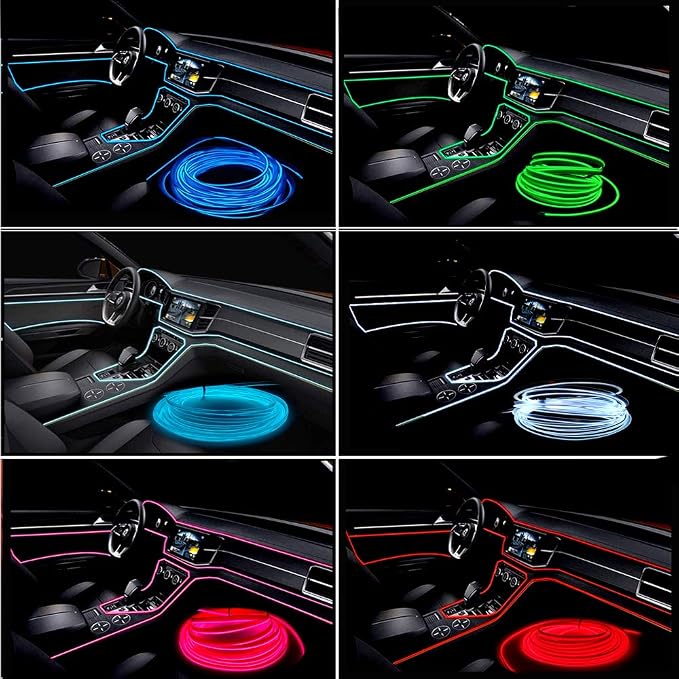 El Wire White Interior Car LED Strip Lights, 10M Neon Wire USB 5V - Image 2
