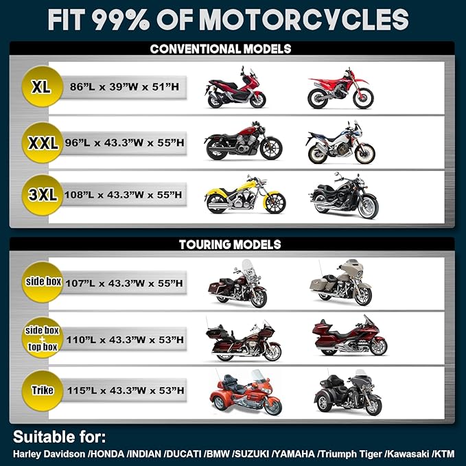 Rosefray Motorcycle Cover with Side Box Heavy Duty 600D Waterproof - Image 6