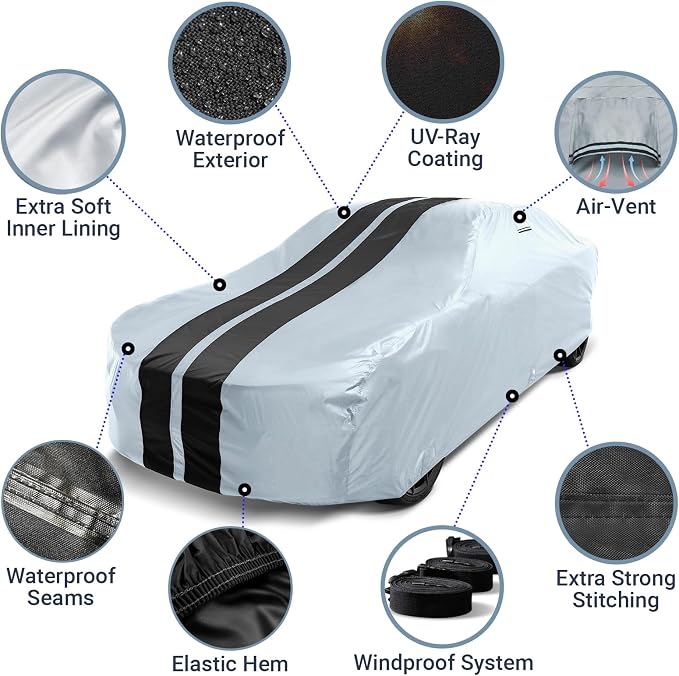 iCarCover Custom Car Cover for Chevy Chevelle Wagon Waterproof All Weather Rain - Image 4