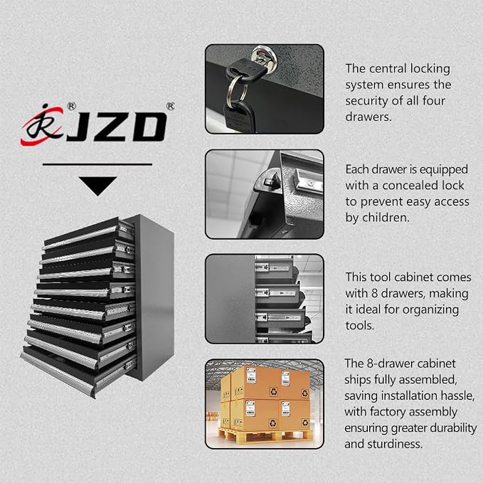 JZD Metal Tool Storage Cabinet Set, Pro Tool Organization System - Image 8