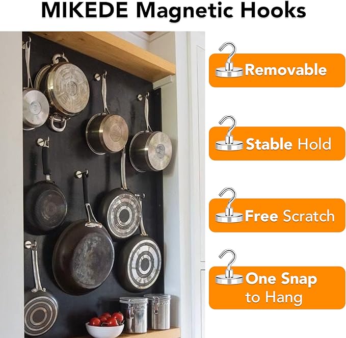 MIKEDE Magnetic Hooks Heavy Duty, 150LB+ Strong Neodymium Magnets - Image 3