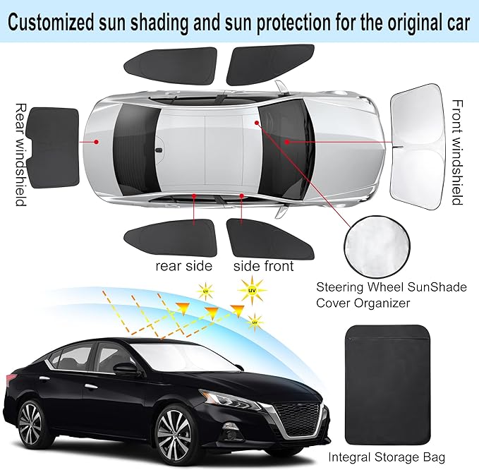 TINGLU 6PCS Window Shades for Nissan Altima 2019-2024 2025 Accessories Car Side - Image 3