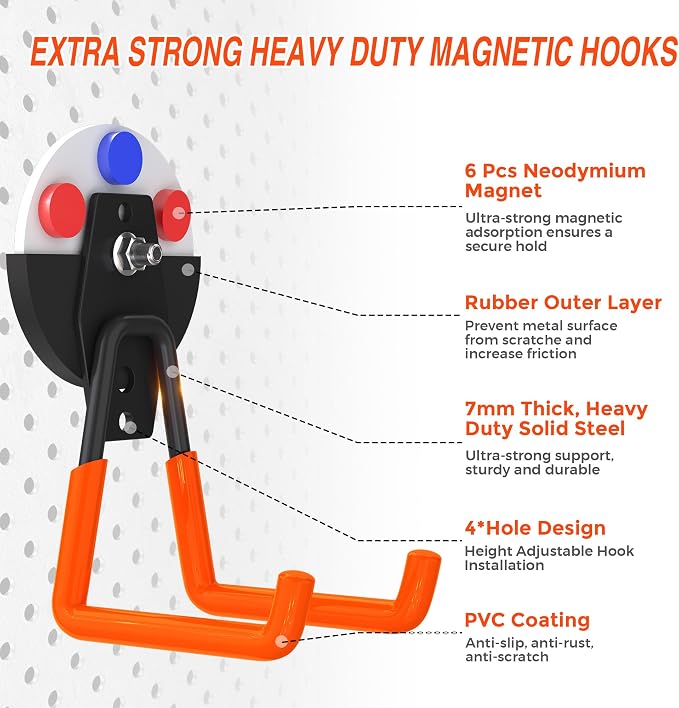 Extra Strong Magnetic Hooks for Hanging Heavy Duty, 2.6in Large Industrial - Image 2