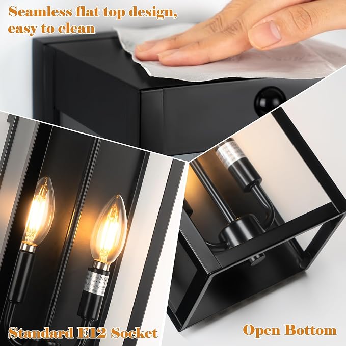 Black Motion Sensor Outdoor Lights 2-Light, 16” Modern Dusk to Dawn Sensor - Image 6