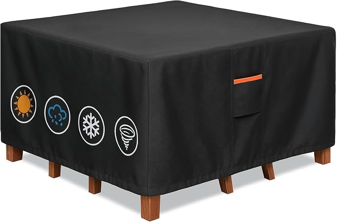 Outdoor Waterproof Furniture Cover, 94W x 94L x 28H inches Heavy Duty 600D by BRUXOLAY