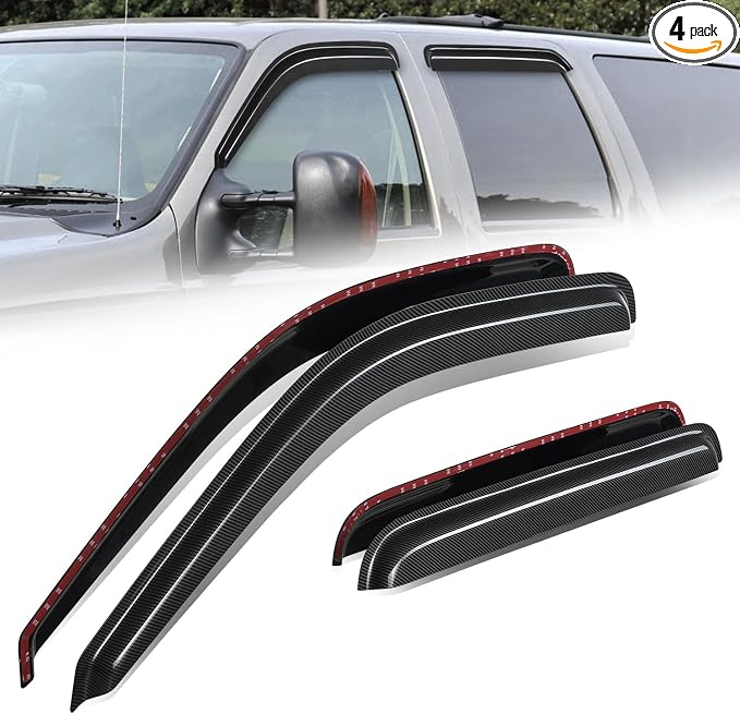 Auto Dynasty 4Pcs Carbon Fiber Pattern Window Visors Compatible by AutoDynasty