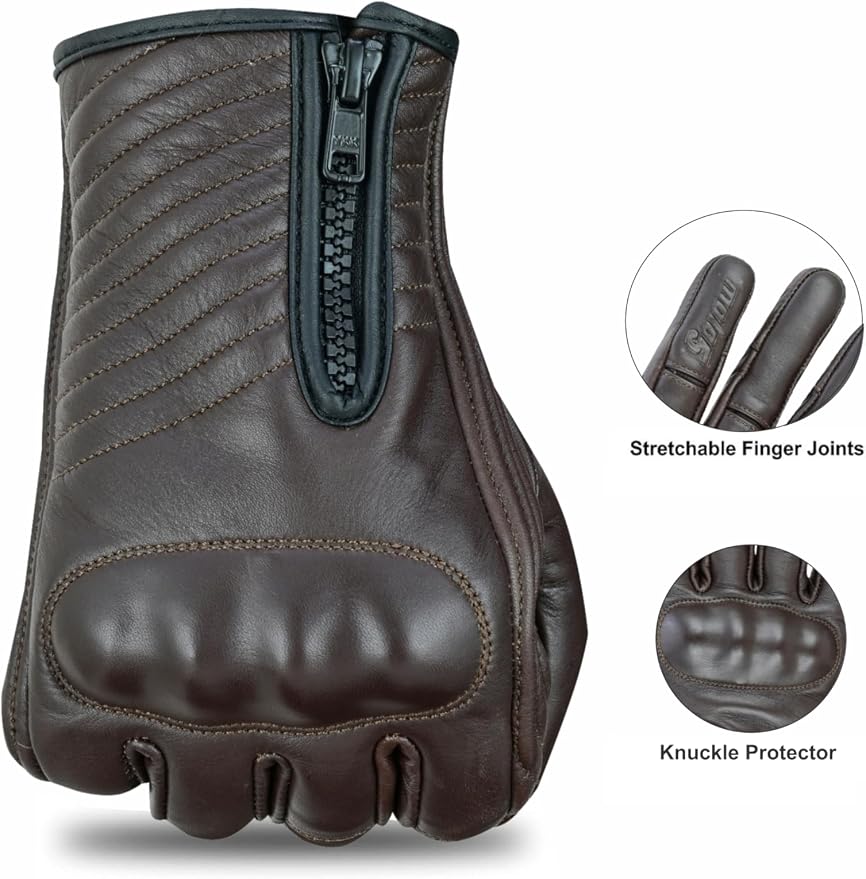 Full Finger Leather Motorcycle Gloves - Image 4