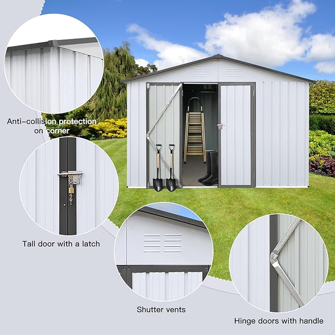 12 x 10 FT Metal Garden Shed, Outdoor Storage Shed - Image 3