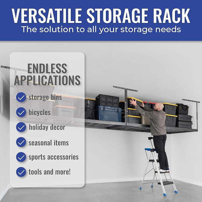SafeRacks Overhead Storage Rack, Heavy Duty 600 lb Capacity, Adjustable Garage - Image 4