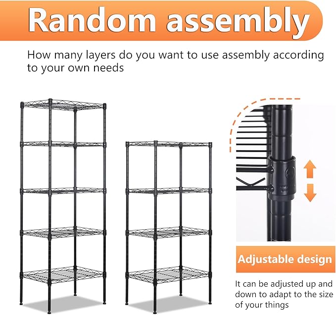 BestOffice 5 Tier Garage Shelving Heavy Duty Metal Shelves 17”D x 12”W x 48”H - Image 6