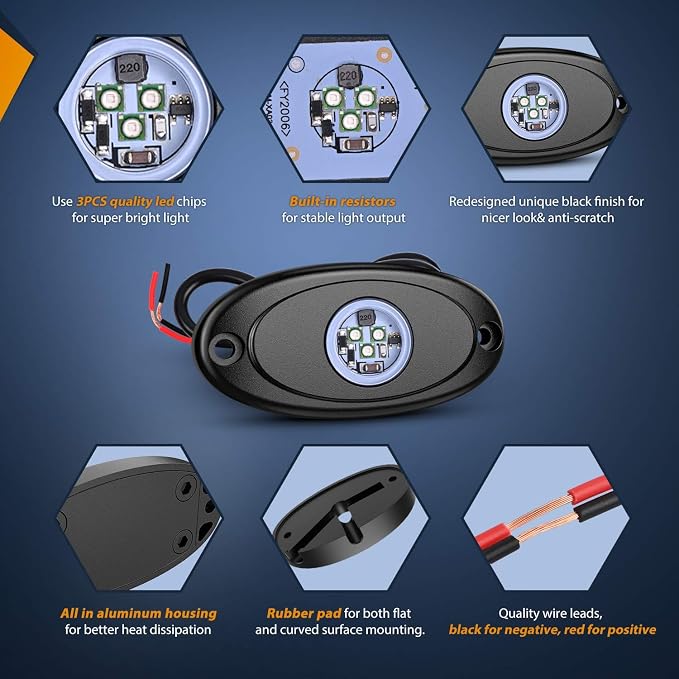 Nilight LED Rock Light Pods Waterproof Under Body Wheel Well Light Exterior - Image 3