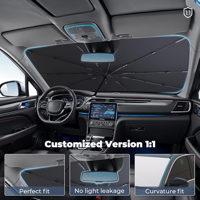 Windshield Sun Shade Umbrella for 2017-2025 GMC Acadia Accessories: Custom Fit - Image 2