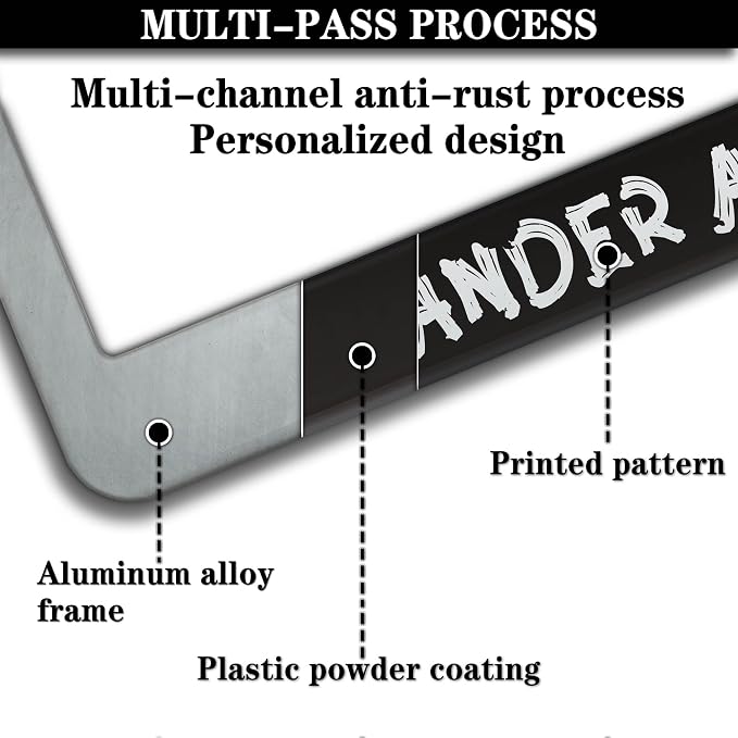 License Plate Holder Black and White License Plate Frames Not All Who Wander - Image 5